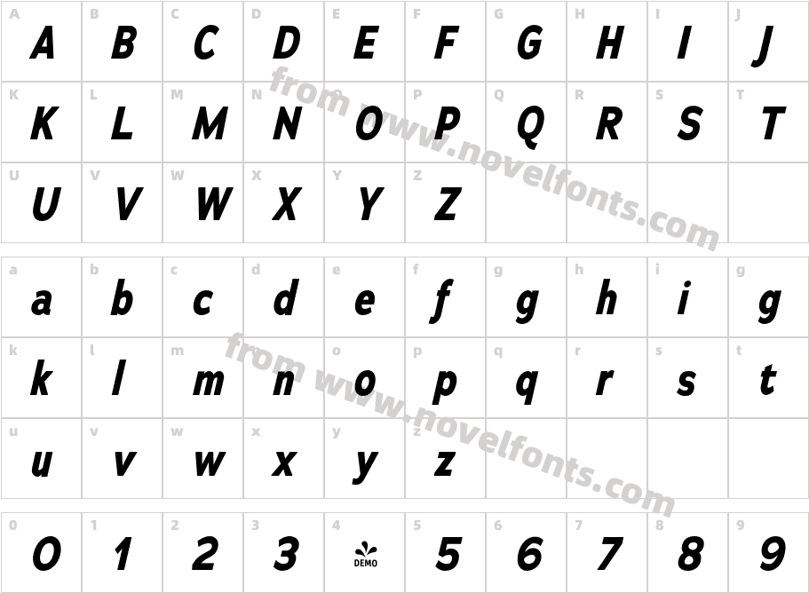 FSP DEMO Adrianna Condensed Bold ItalicCharacter Map