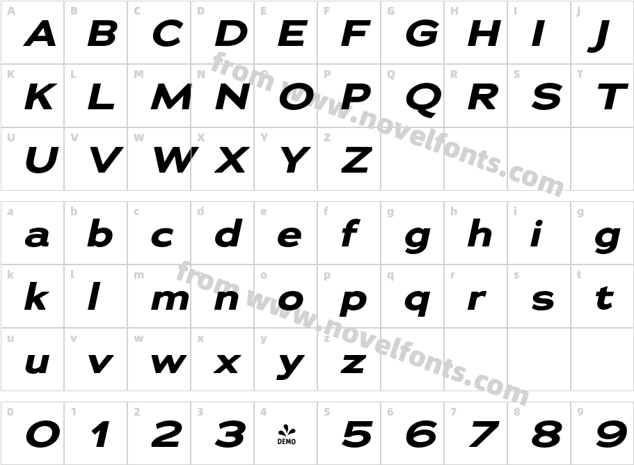 FSP DEMO Adrianna Extended Rg Bold ItalicCharacter Map