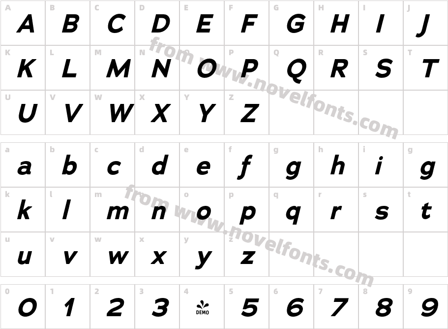 FSP DEMO Adrianna Rg Bold ItalicCharacter Map