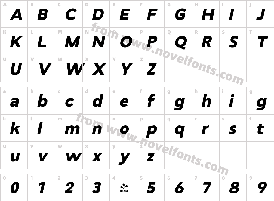 FSP DEMO Anasera Black ItalicCharacter Map