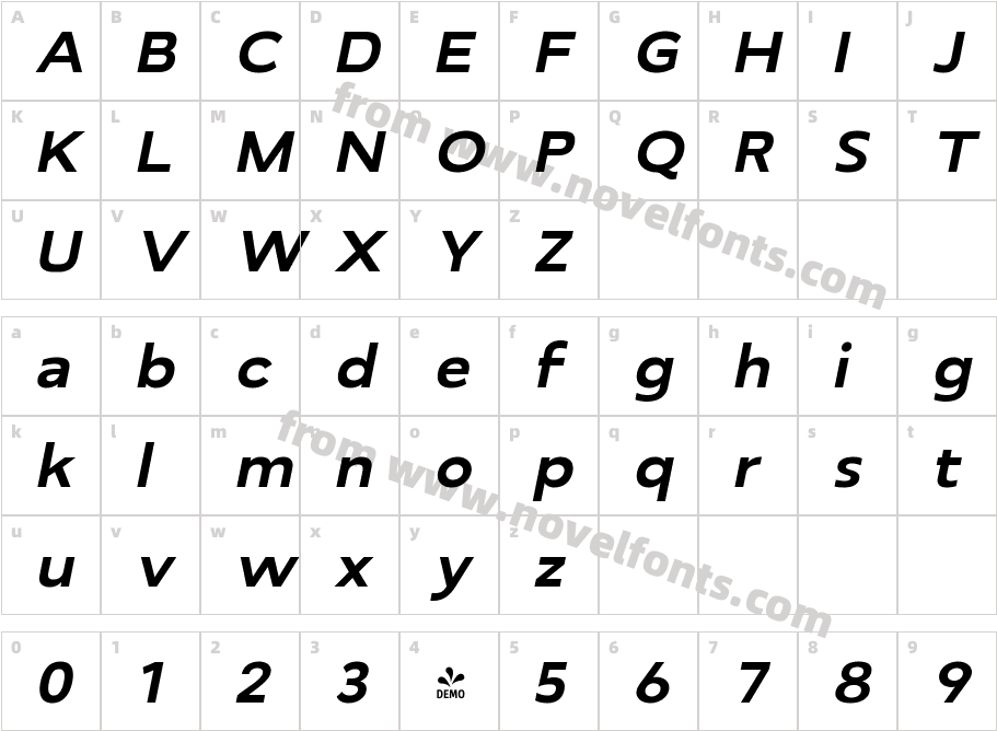 FSP DEMO Anasera Exp Bold ItalicCharacter Map