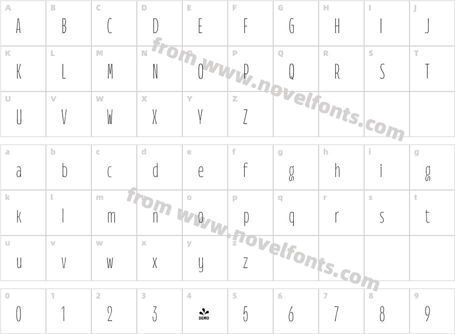 FSP DEMO Annuario Condensed Thin RegularCharacter Map