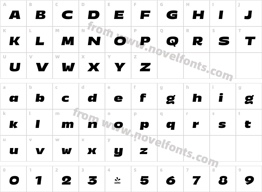 FSP DEMO Annuario Expanded Black Italic RegularCharacter Map