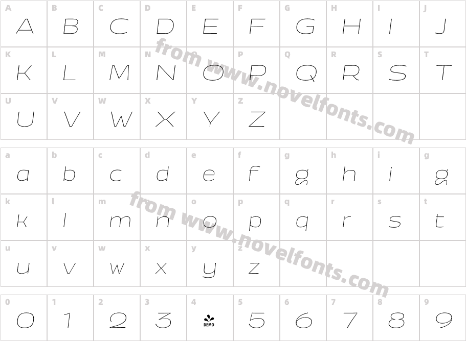 FSP DEMO Annuario Expanded Thin Italic RegularCharacter Map