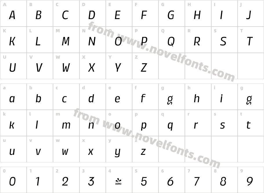 FSP DEMO Annuario Italic RegularCharacter Map