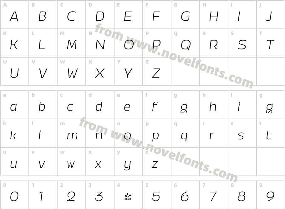 FSP DEMO Annuario Wide Light Italic RegularCharacter Map