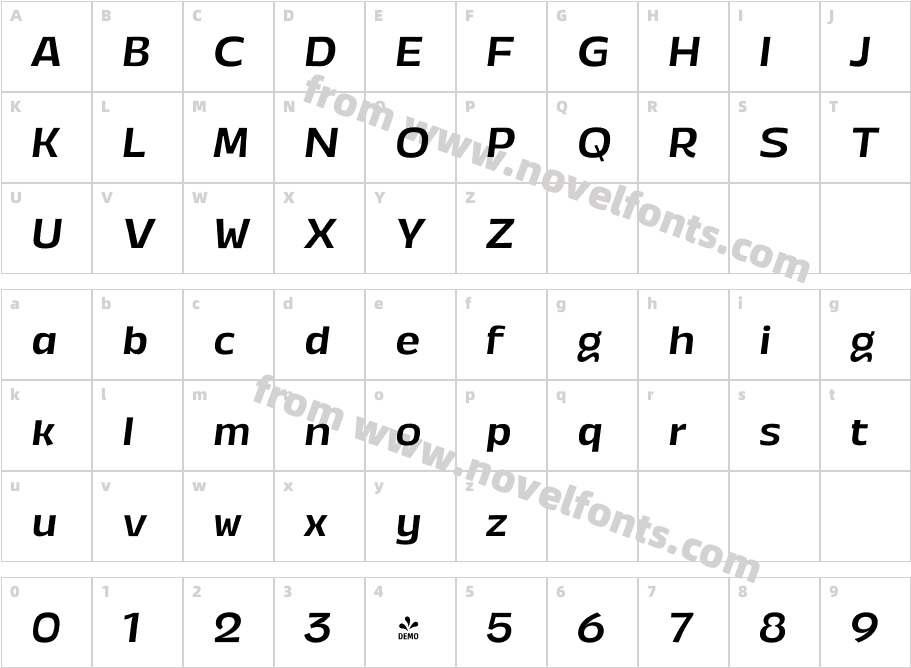 FSP DEMO Annuario Wide Medium Italic RegularCharacter Map