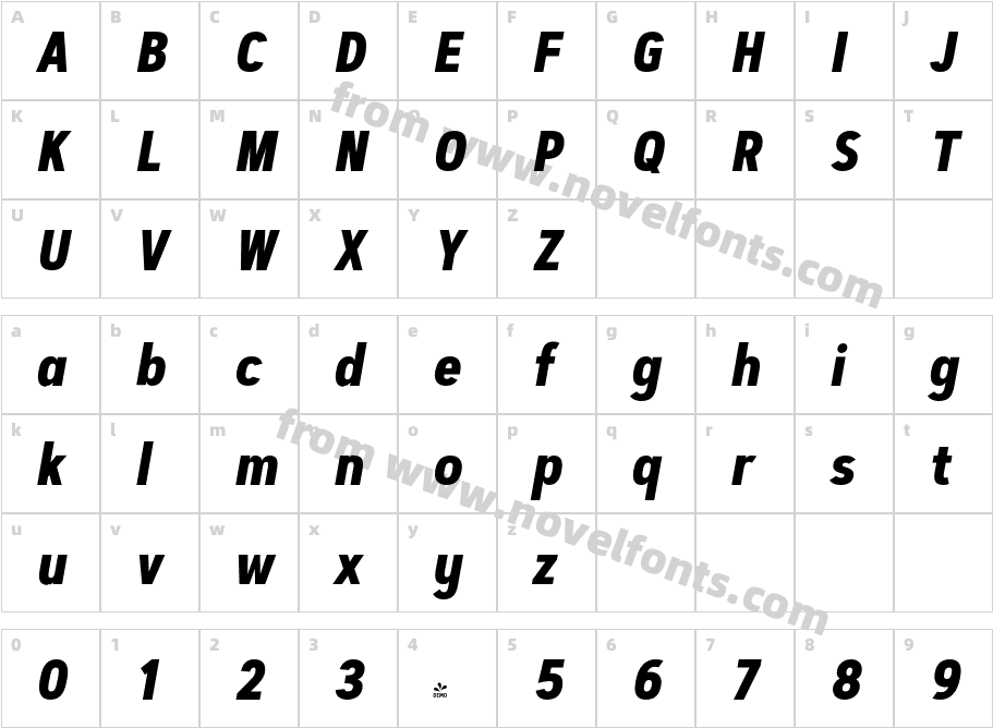 FSP DEMO Artegra Sans Cn Alt Bold ItalicCharacter Map