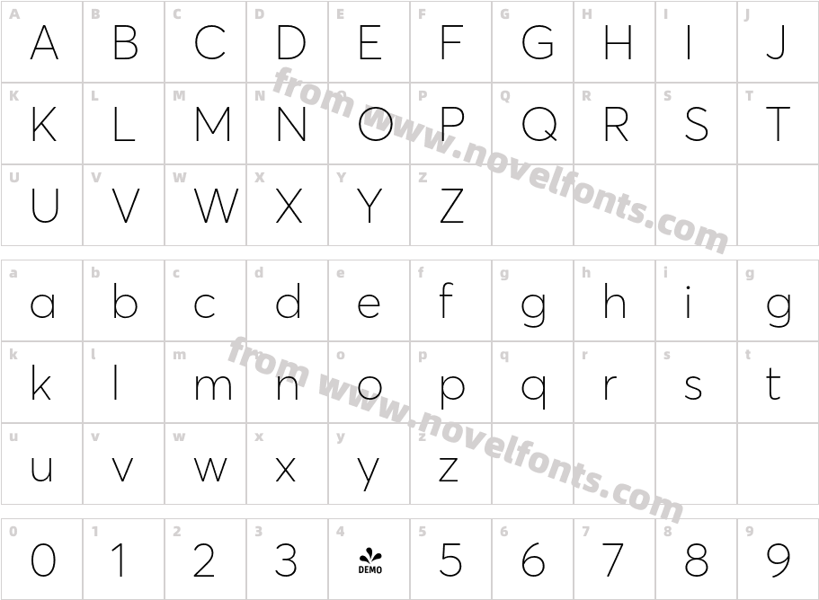 FSP DEMO Averta Std CY Thin RegularCharacter Map