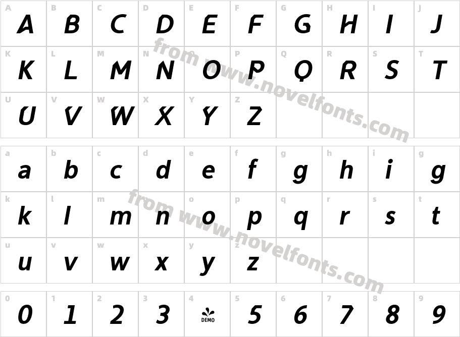 FSP DEMO CAD Bold ItalicCharacter Map