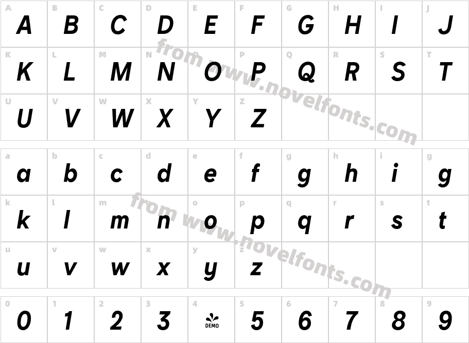 FSP DEMO Compita Bold ItalicCharacter Map