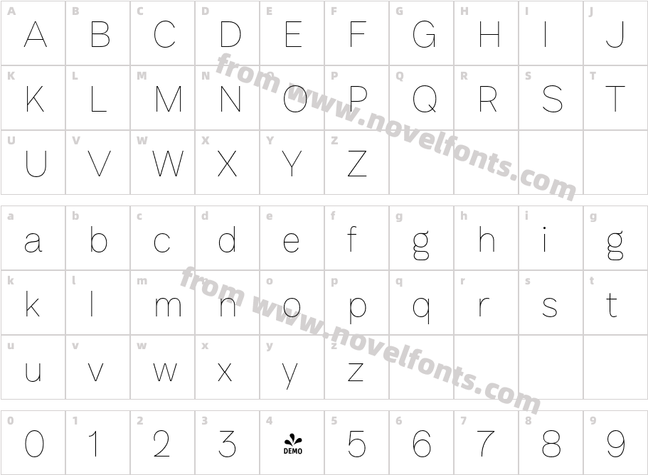 FSP DEMO Compita Thin RegularCharacter Map