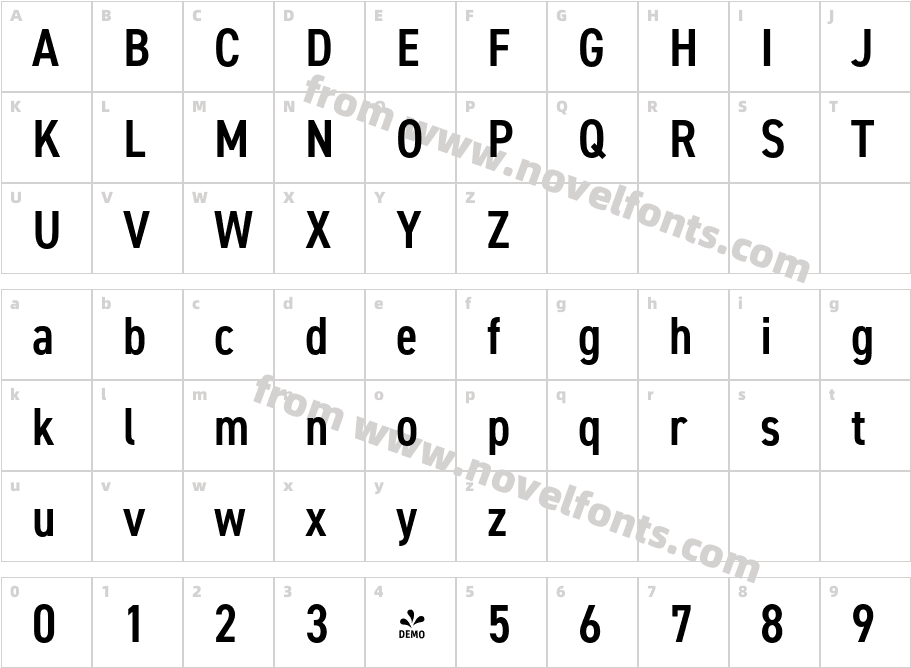 FSP DEMO DIN 2014 Narrow Demi RegularCharacter Map