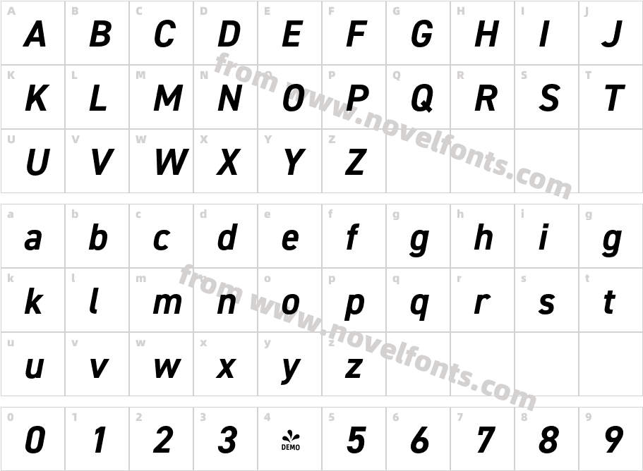 FSP DEMO DIN2014 Bold ItalicCharacter Map