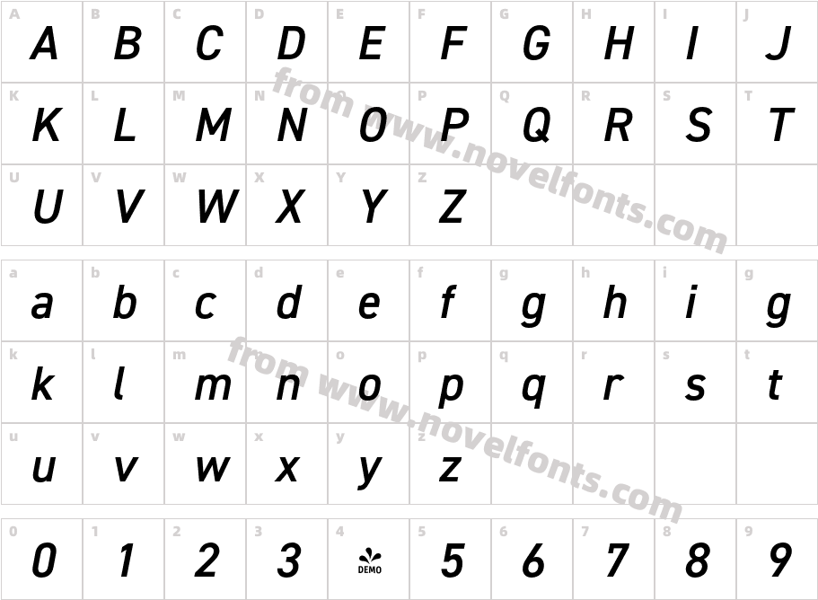FSP DEMO DIN2014 Demi ItalicCharacter Map