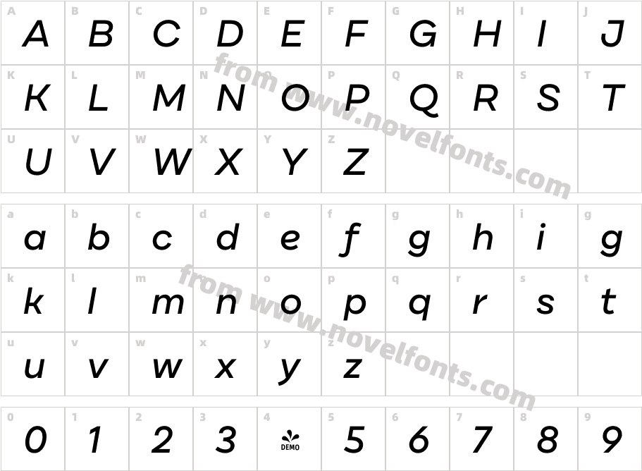 FSP DEMO Draft A Medium Ita RegularCharacter Map