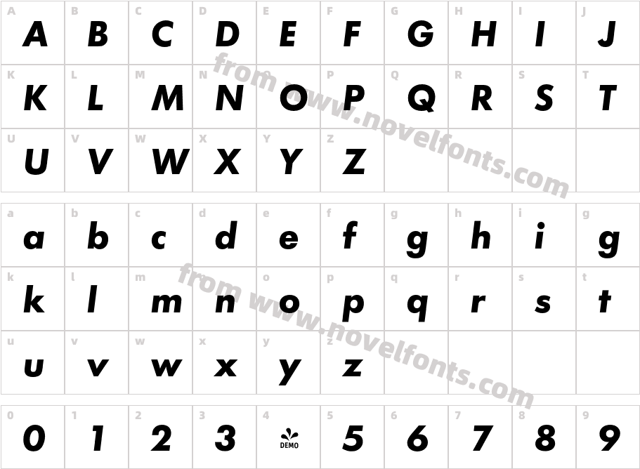 FSP DEMO Futura Bold ItalicCharacter Map
