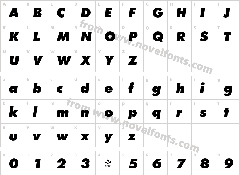 FSP DEMO Futura Ext Bol ItalicCharacter Map