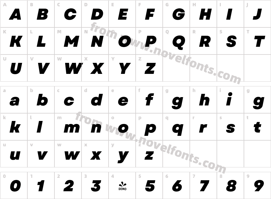 FSP DEMO Garet Heavy ItalicCharacter Map