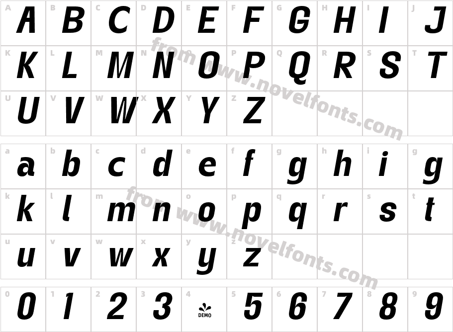 FSP DEMO Gegant Bold Ita Bold ItalicCharacter Map