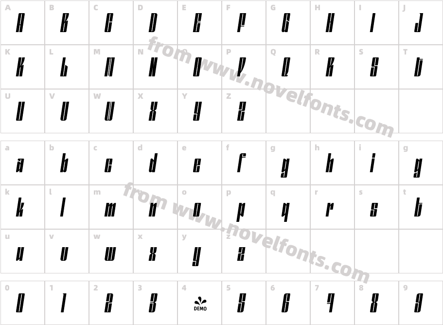 FSP DEMO Gokan Ext Lt Obliq ItalicCharacter Map
