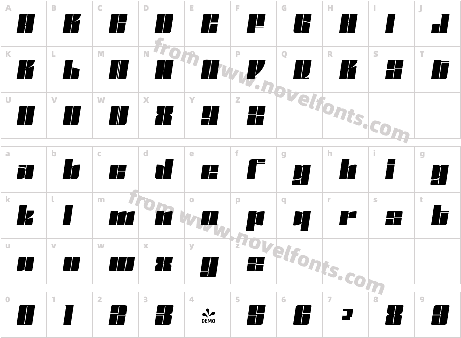 FSP DEMO Gokan Obliq Bold ItalicCharacter Map