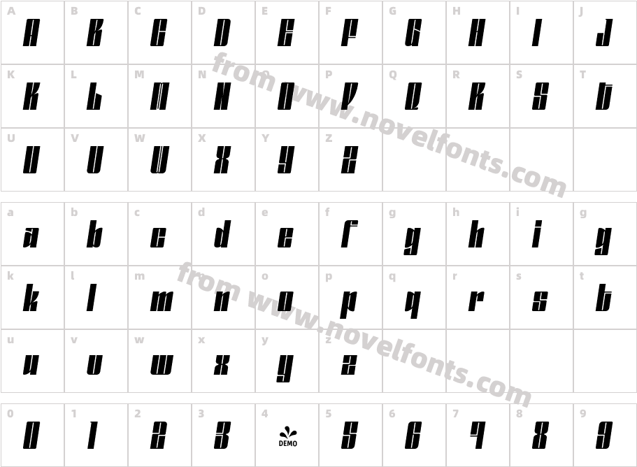 FSP DEMO Gokan Obliq ItalicCharacter Map