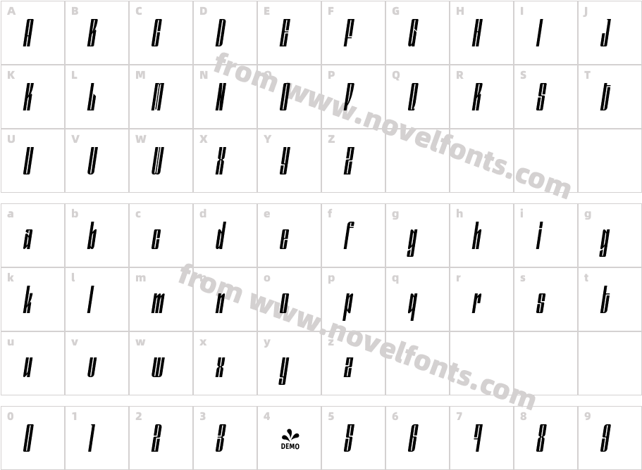 FSP DEMO Gokan Thin Obliq ItalicCharacter Map