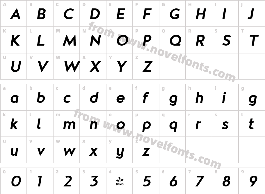 FSP DEMO Hargreave Black ItalicCharacter Map
