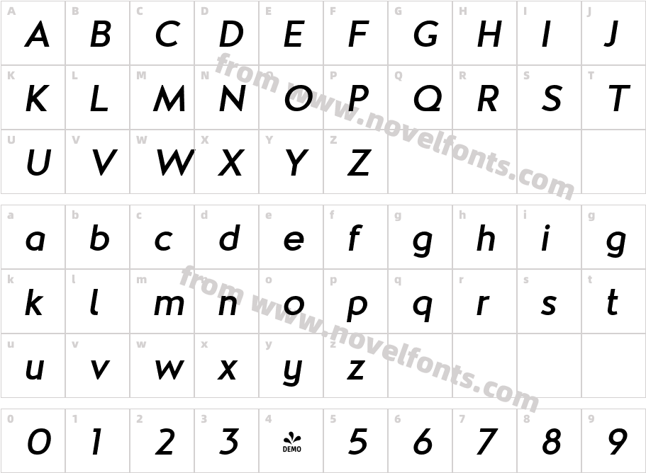 FSP DEMO Hargreave Bold ItalicCharacter Map