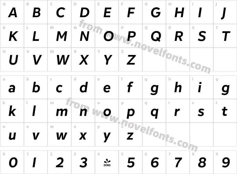 FSP DEMO Inter Sans Bold It RegularCharacter Map