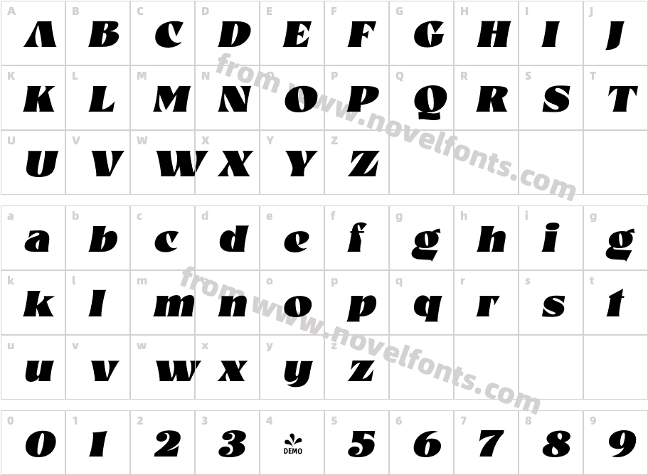 FSP DEMO Khuja Oblique RegularCharacter Map