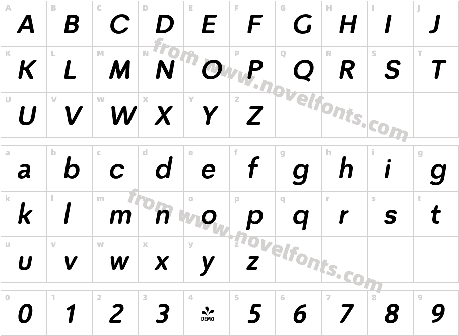 FSP DEMO Kole P Rounded Bold ItalicCharacter Map