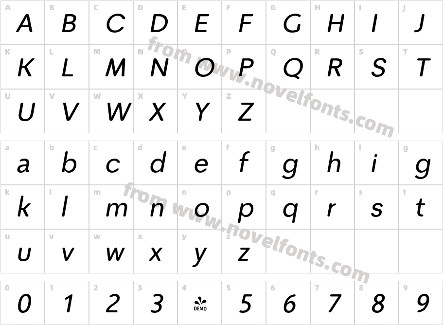 FSP DEMO Kole P Rounded Med ItalicCharacter Map