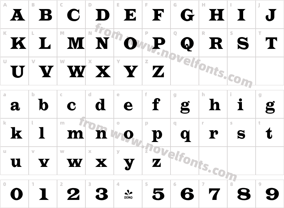 FSP DEMO Latin CT Not Wide RegularCharacter Map