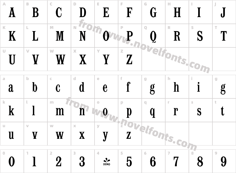 FSP DEMO LatinCT Condensed RegularCharacter Map