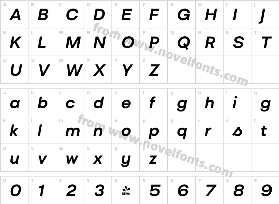FSP DEMO Liliana Bold ItalicCharacter Map