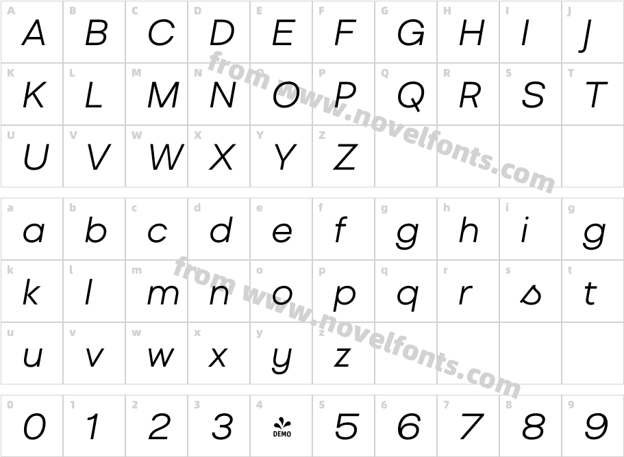 FSP DEMO Liliana Normal ItalicCharacter Map