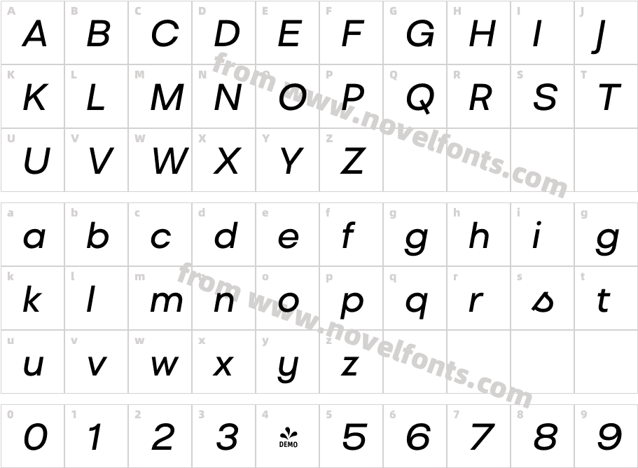 FSP DEMO Liliana Semibold ItalicCharacter Map