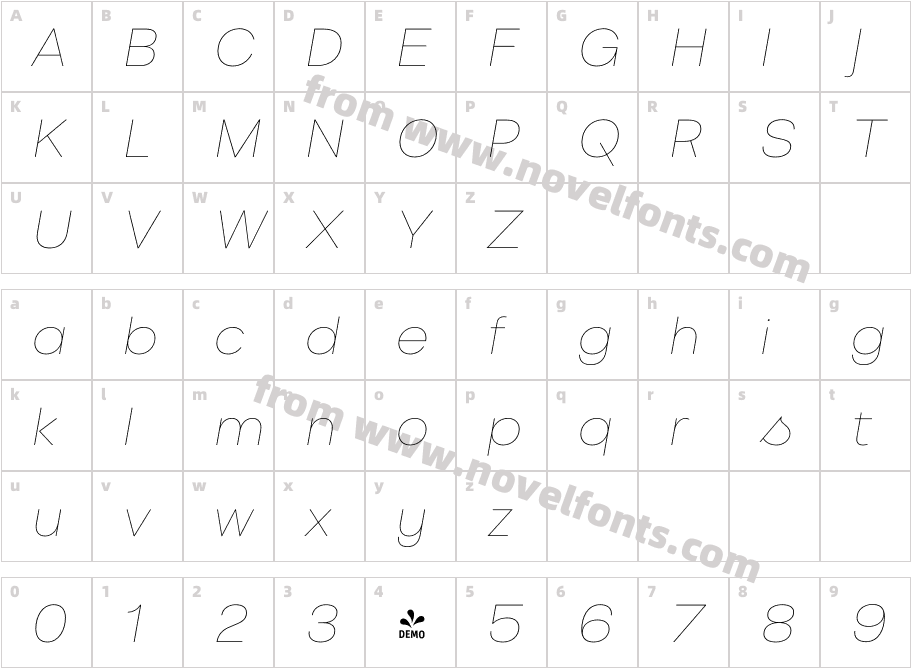 FSP DEMO Liliana Ultra Light ItalicCharacter Map
