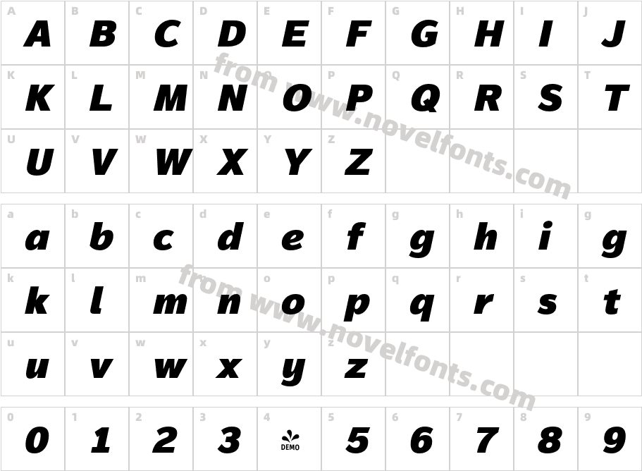 FSP DEMO Magnum Sans Black Ital ItalicCharacter Map