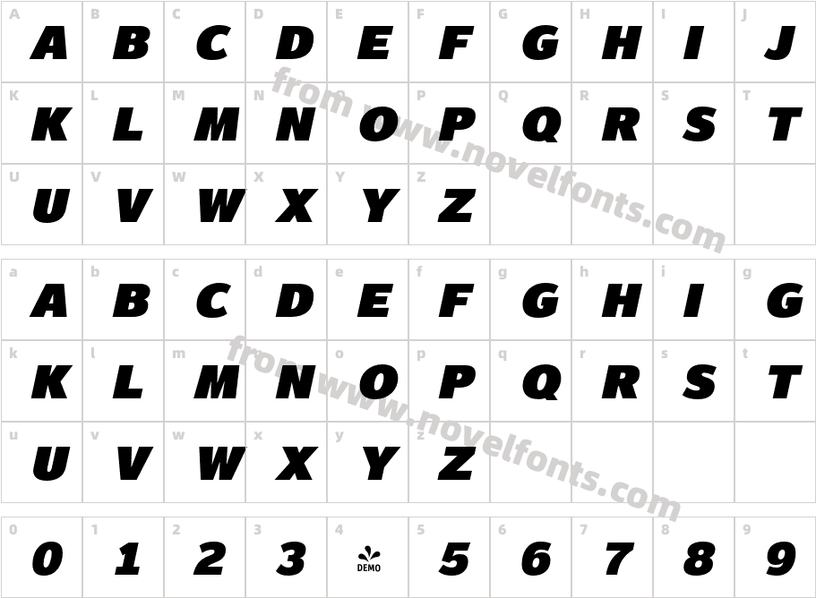 FSP DEMO Magnum Sans Ex Black Ital ItalicCharacter Map