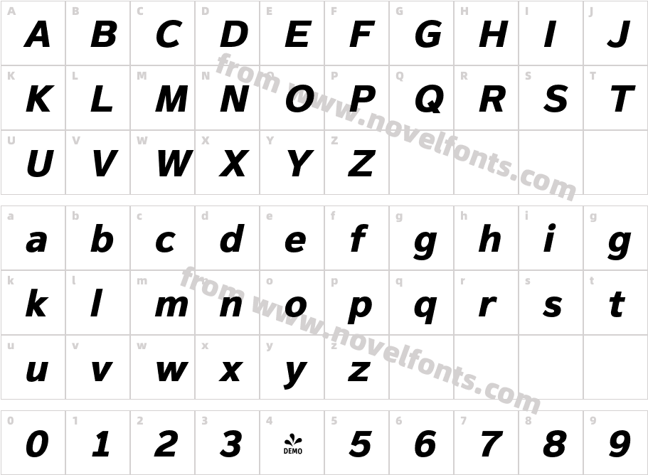 FSP DEMO Magnum Sans Ex Bold Obliq ItalicCharacter Map