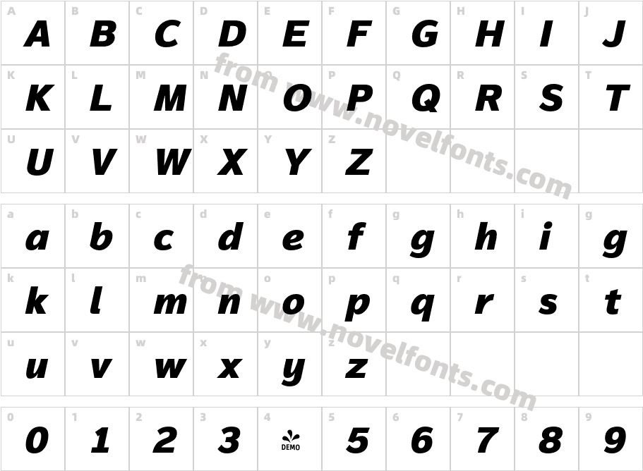FSP DEMO Magnum Sans Heavy Ital ItalicCharacter Map