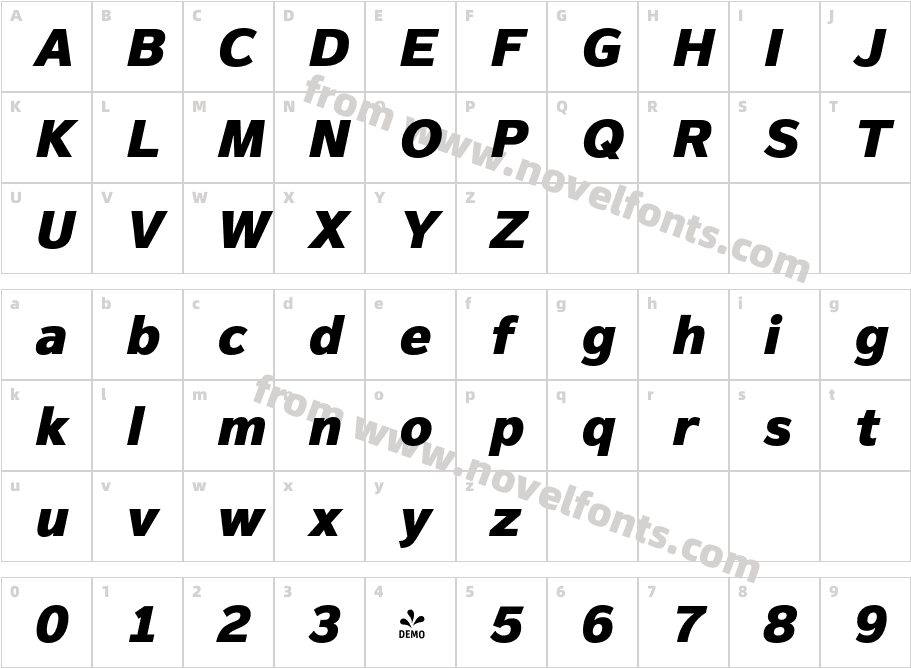 FSP DEMO Magnum Sans Heavy Obliq ItalicCharacter Map