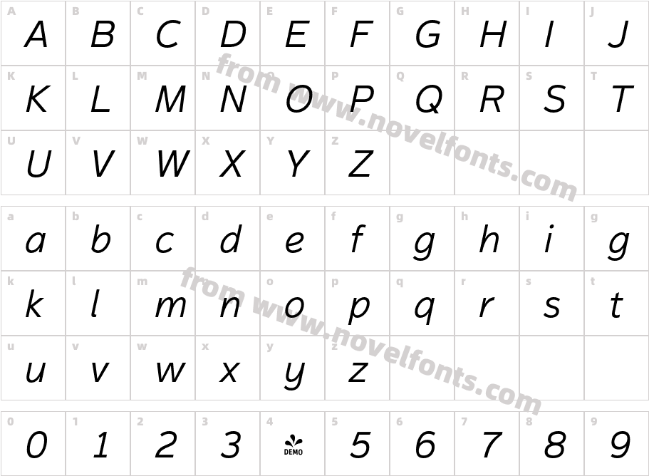 FSP DEMO Magnum Sans Light Ital ItalicCharacter Map