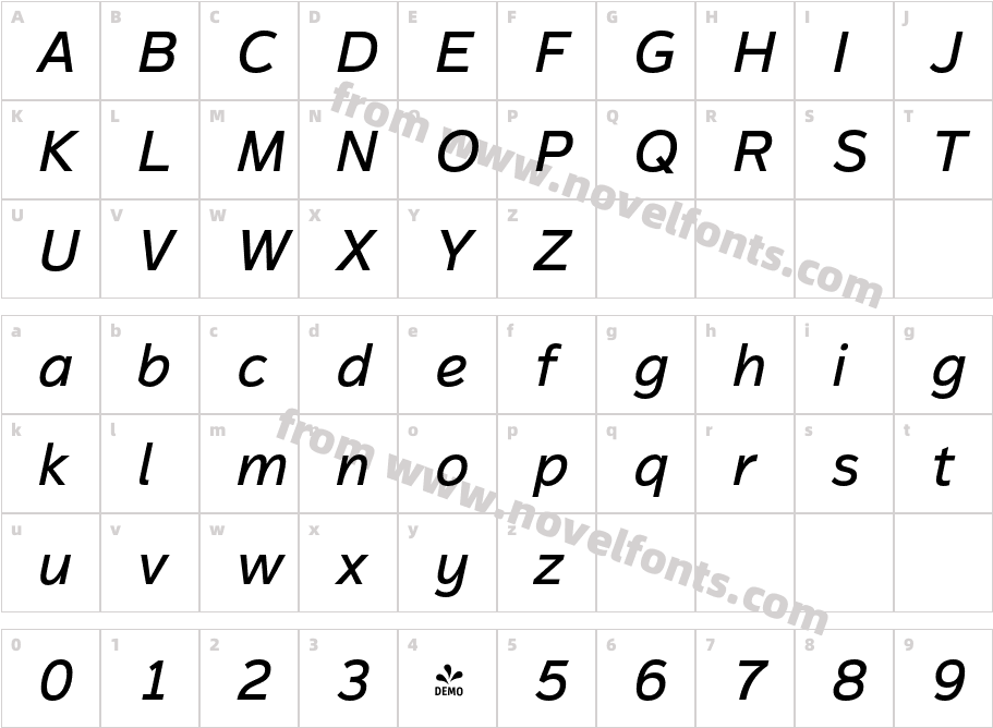 FSP DEMO Magnum Sans Med Ital ItalicCharacter Map