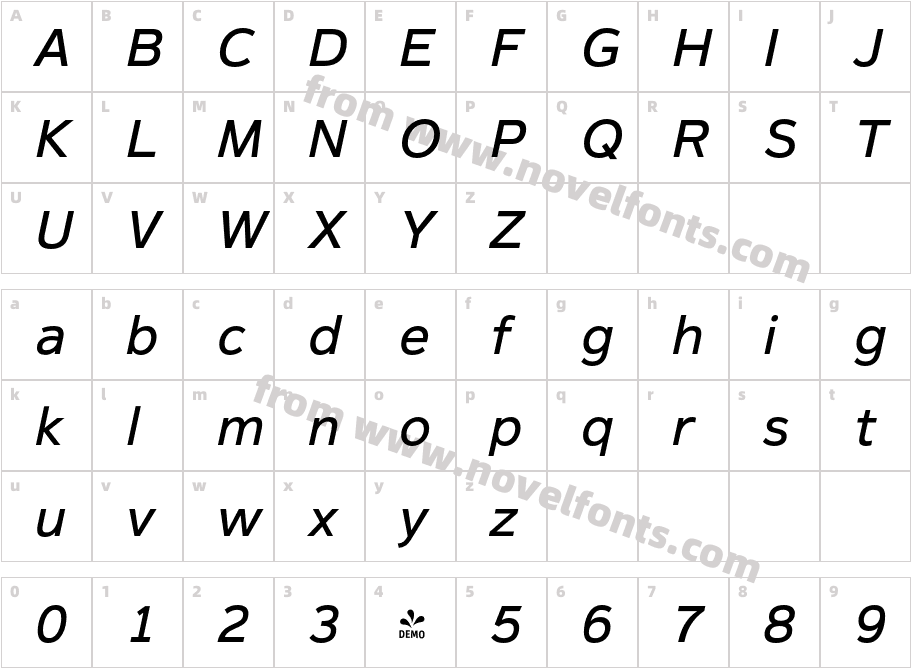 FSP DEMO Magnum Sans Med Obliq ItalicCharacter Map