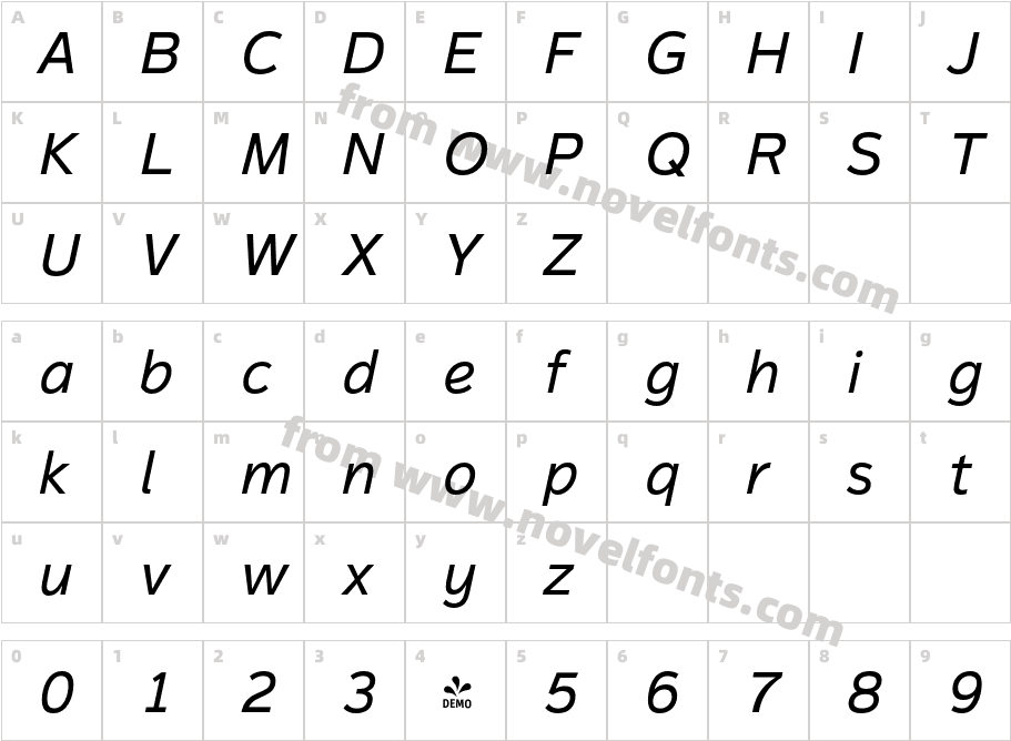 FSP DEMO Magnum Sans Reg Ital ItalicCharacter Map