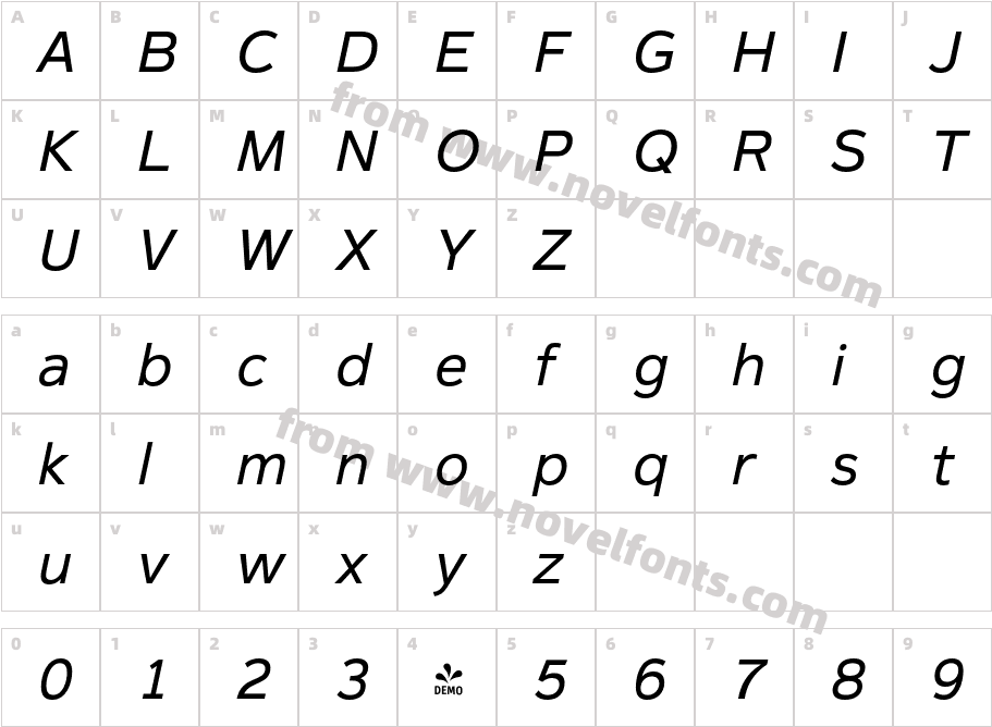 FSP DEMO Magnum Sans Reg Obliq ItalicCharacter Map